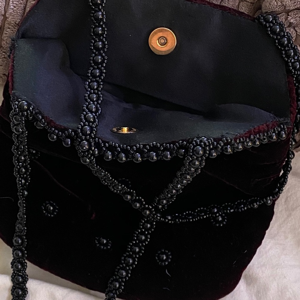 Dark purple velvet mini w/ beaded short handle